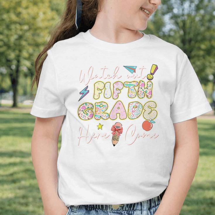 Watch Out Fifth Grade Here I Come Back To School 5th Grade Graphic Toddler T-Shirt