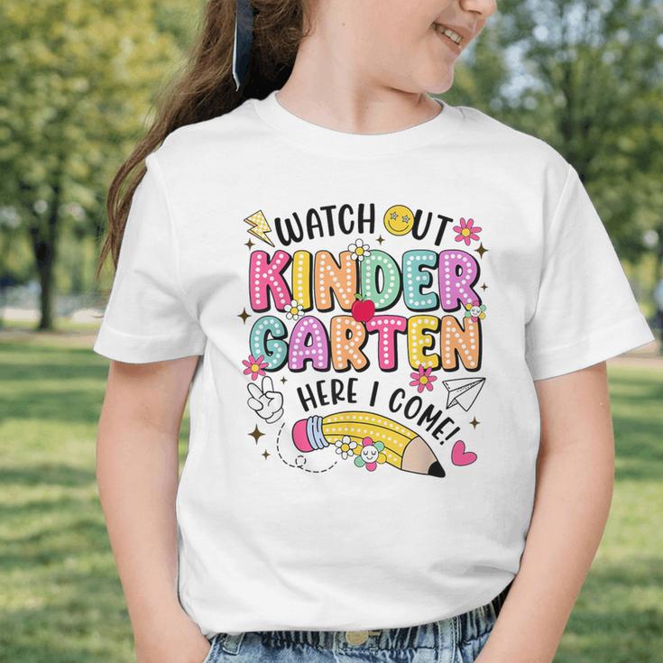 Watch Out KinderGarten Here I Come Shirt Kids Back To School Graphic Toddler T-Shirt Watch Out KinderGarten Here I Come Shirt Kids Back To School Graphic Toddler T-Shirt