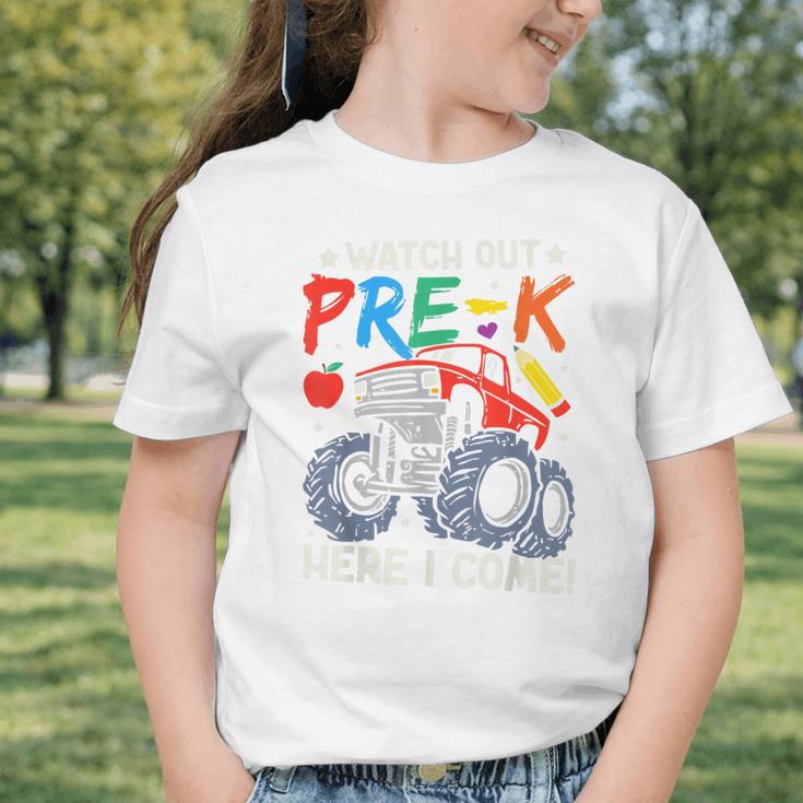 Watch Out Pre-K Here I Come Monster Truck Back To School Graphic Toddler T-Shirt