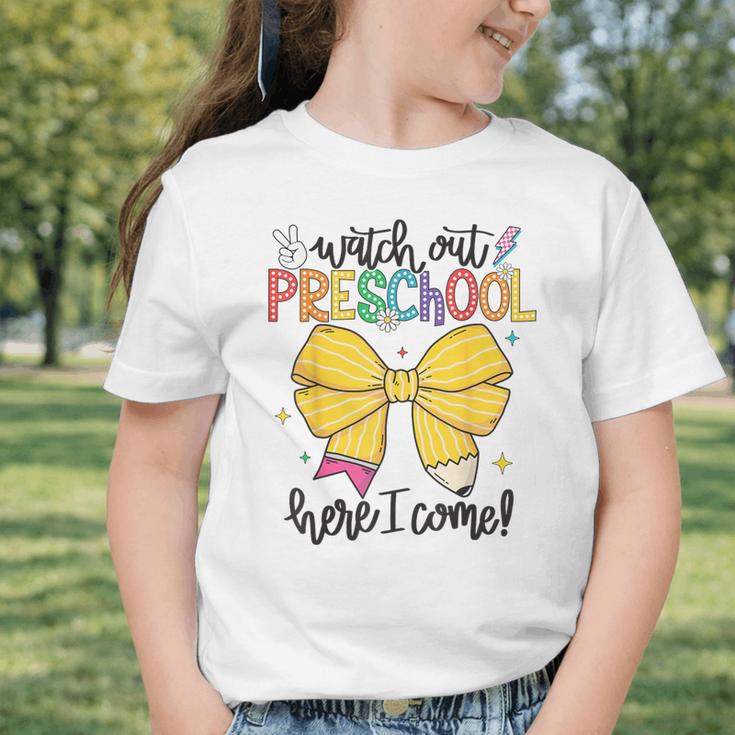 Watch Out Pre-K Here I Come Preschool Back To School Graphic Toddler T-Shirt Watch Out Pre-K Here I Come Preschool Back To School Graphic Toddler T-Shirt
