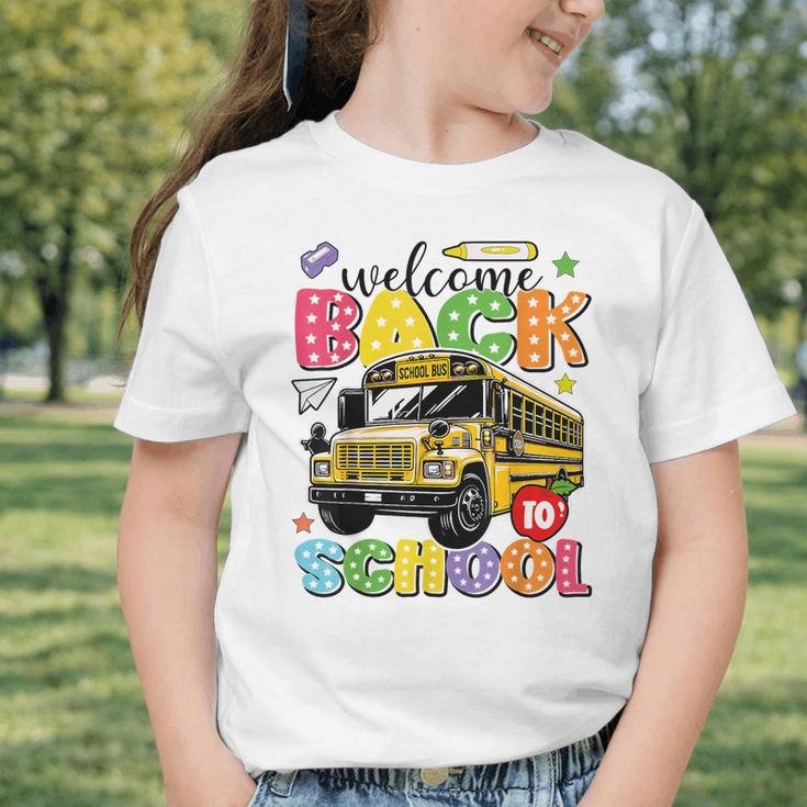 Welcome Back To School Bus Happy First Day Of School Student Graphic Toddler T-Shirt Welcome Back To School Bus Happy First Day Of School Student Graphic Toddler T-Shirt