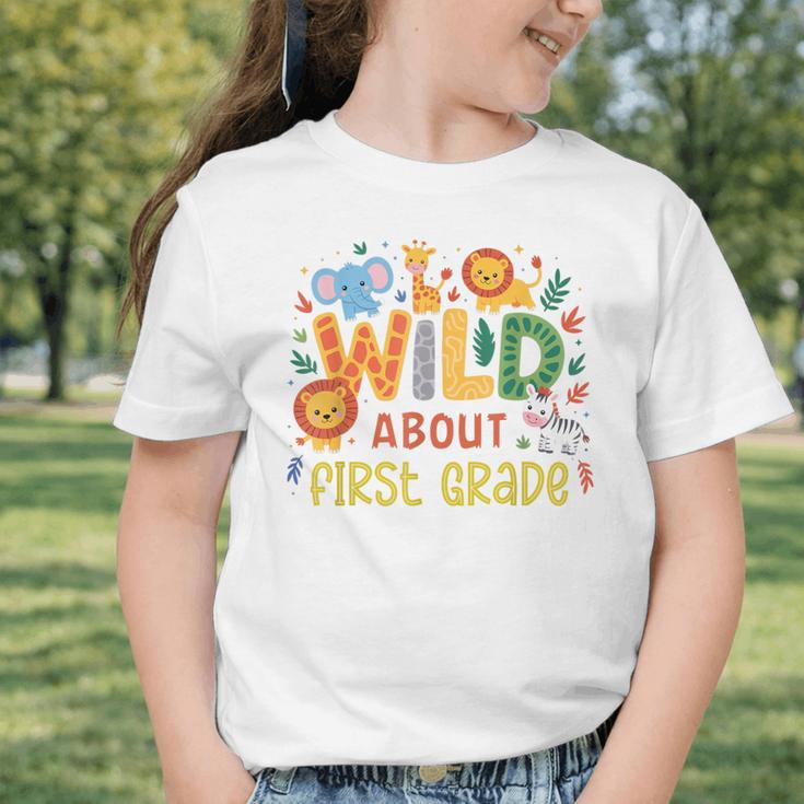 Wild About First Grade Safari Jungle Animals Back To School Graphic Toddler T-Shirt Wild About First Grade Safari Jungle Animals Back To School Graphic Toddler T-Shirt