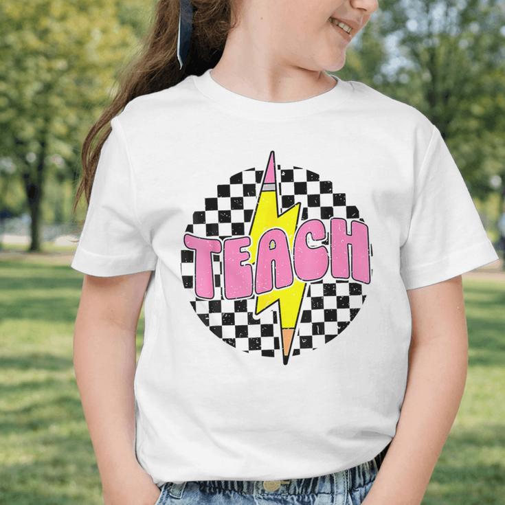 Women Checkered Teach Pencil Lightning Bolt Back To School Graphic Toddler T-Shirt Women Checkered Teach Pencil Lightning Bolt Back To School Graphic Toddler T-Shirt