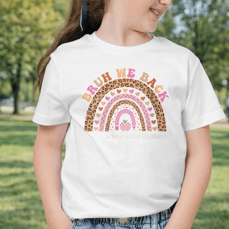 Women's Bruh We Back To School Social Worker Leopard Rainbow Graphic Toddler T-Shirt