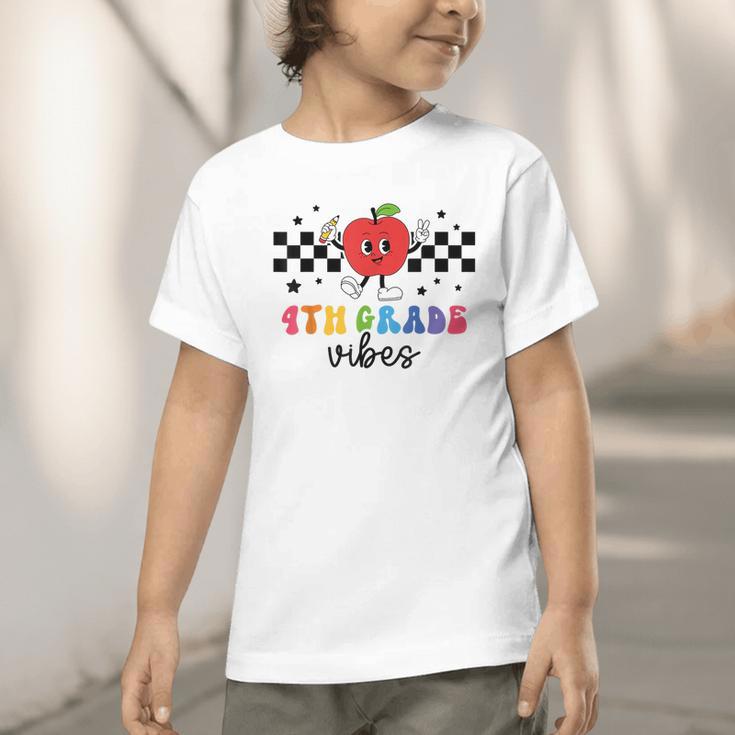 4th Grade Vibes Retro Groovy Apple Back To School Graphic Toddler T-Shirt 4th Grade Vibes Retro Groovy Apple Back To School Graphic Toddler T-Shirt