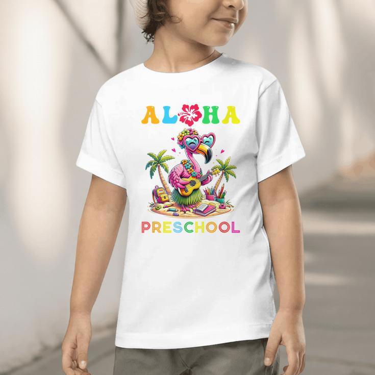 Aloha Preschool Flamingo Hawaii Back To School Kids Girl Graphic Toddler T-Shirt