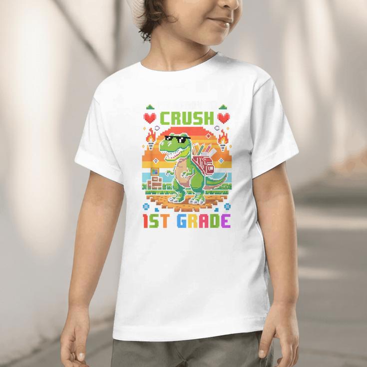 Back To School 1St Grade Boys I'm Ready To Crush Dinosaur Graphic Toddler T-Shirt Back To School 1St Grade Boys I'm Ready To Crush Dinosaur Graphic Toddler T-Shirt