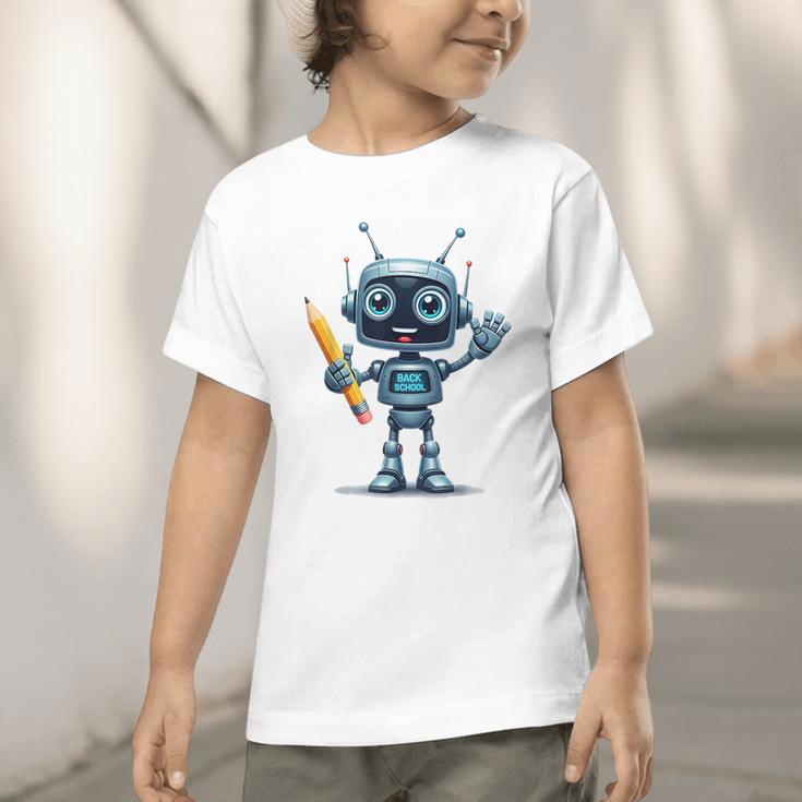Back To School 2025 Robot Pencil For Kids Graphic Toddler T-Shirt Back To School 2025 Robot Pencil For Kids Graphic Toddler T-Shirt