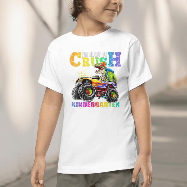 Back To School Boy Dinosaur I'm Ready To Crush Kindergarten Graphic Toddler T-Shirt