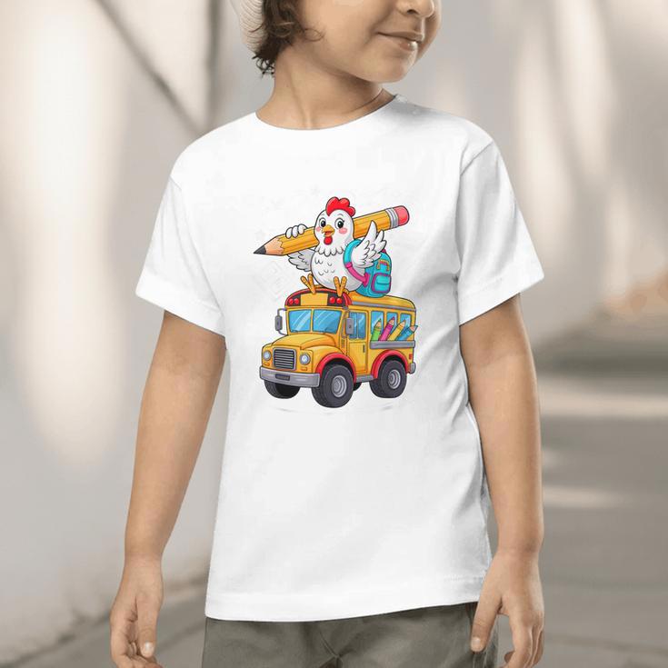 Back To School Chicken School Bus 100 Days Of School Graphic Toddler T-Shirt Back To School Chicken School Bus 100 Days Of School Graphic Toddler T-Shirt