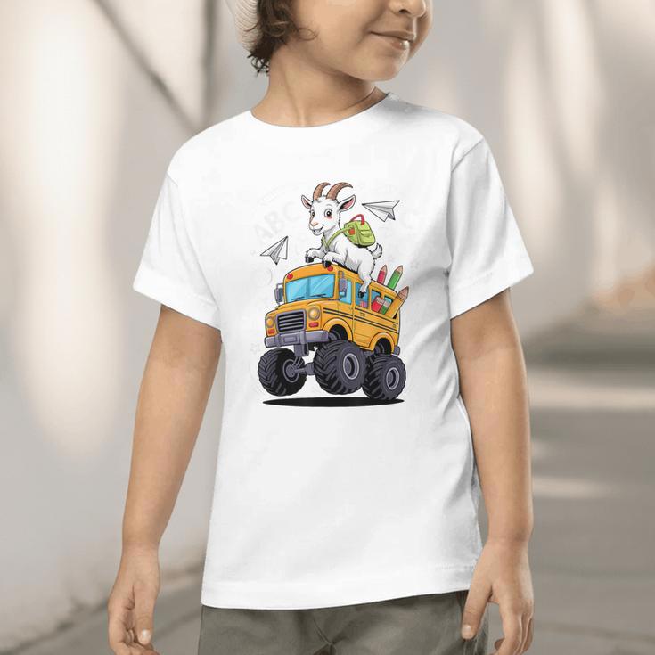 Back To School Goat School Bus 100 Days Of School Graphic Toddler T-Shirt Back To School Goat School Bus 100 Days Of School Graphic Toddler T-Shirt