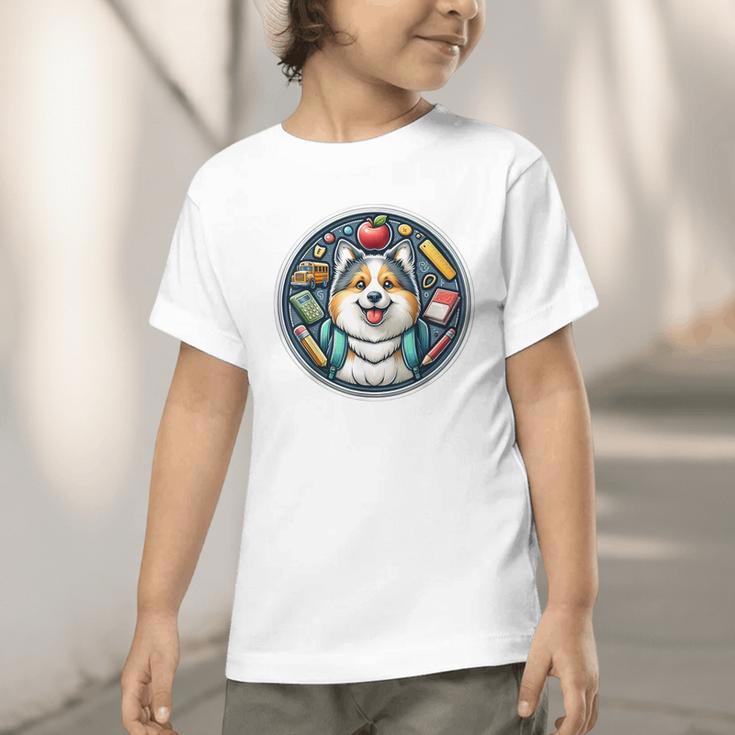 Back To School Icelandic Sheepdog Dog Boy Girls Student Kids Graphic Toddler T-Shirt