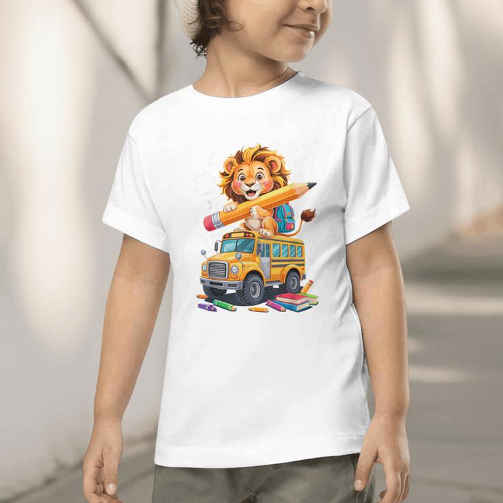 Back To School Lion School Bus 100 Days Of School Graphic Toddler T-Shirt