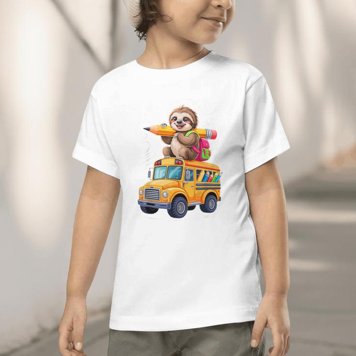 Back To School Sloth School Bus 100 Days Of School Graphic Toddler T-Shirt