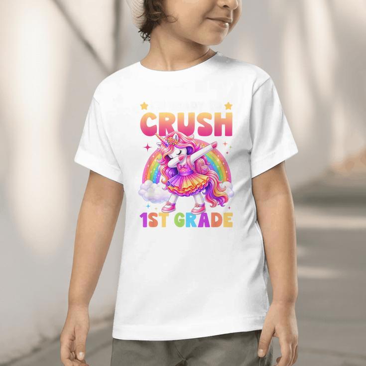Back To School Unicorn Girls I'm Ready To Crush 1st Grade Graphic Toddler T-Shirt