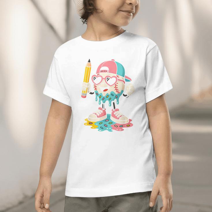 Baseball Drip Ice Cream First Day Back To School Cute Girls Graphic Toddler T-Shirt