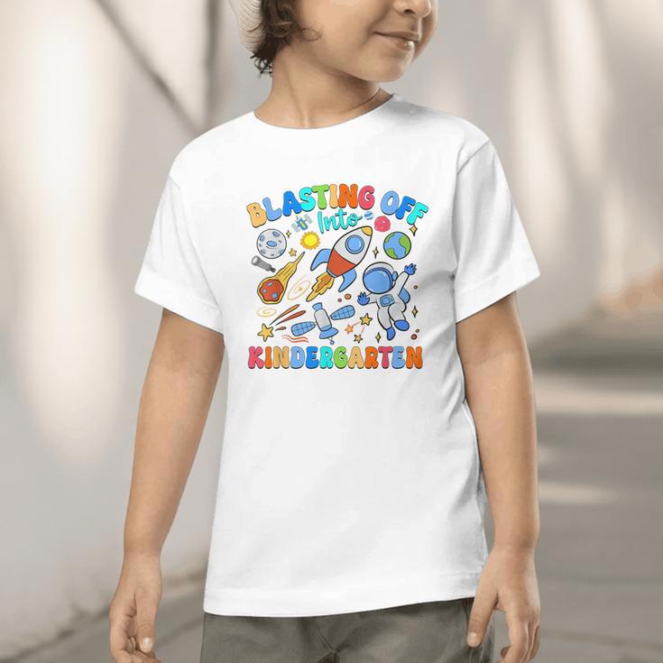 Blasting Off Into Kindergarten Back To School Boys Kid Graphic Toddler T-Shirt Blasting Off Into Kindergarten Back To School Boys Kid Graphic Toddler T-Shirt
