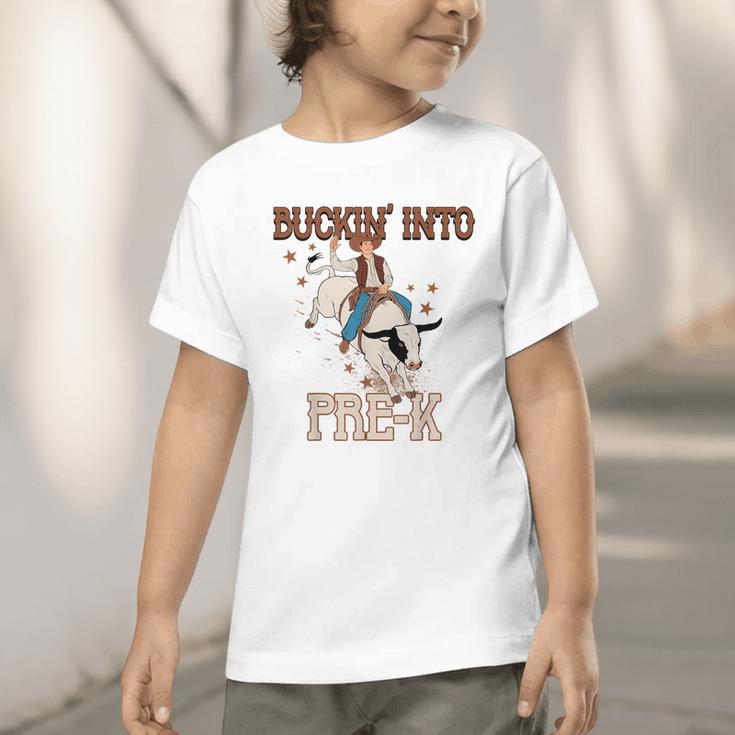 Buckin' Into Pre-K Back To School Cowboy Western Graphic Toddler T-Shirt