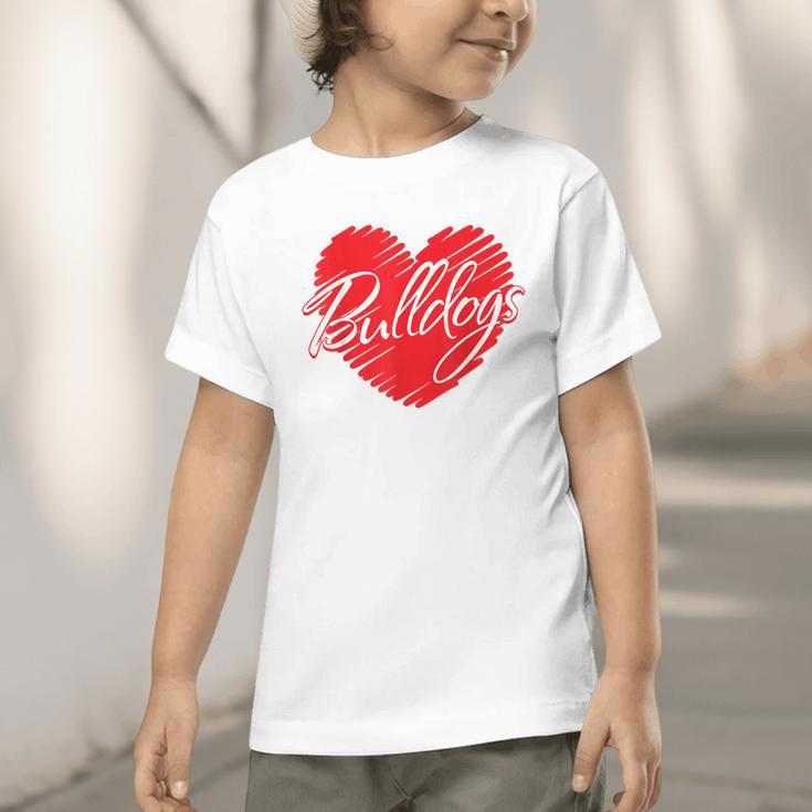 Bulldogs Heart Back To School Spirit R Graphic Toddler T-Shirt Bulldogs Heart Back To School Spirit R Graphic Toddler T-Shirt