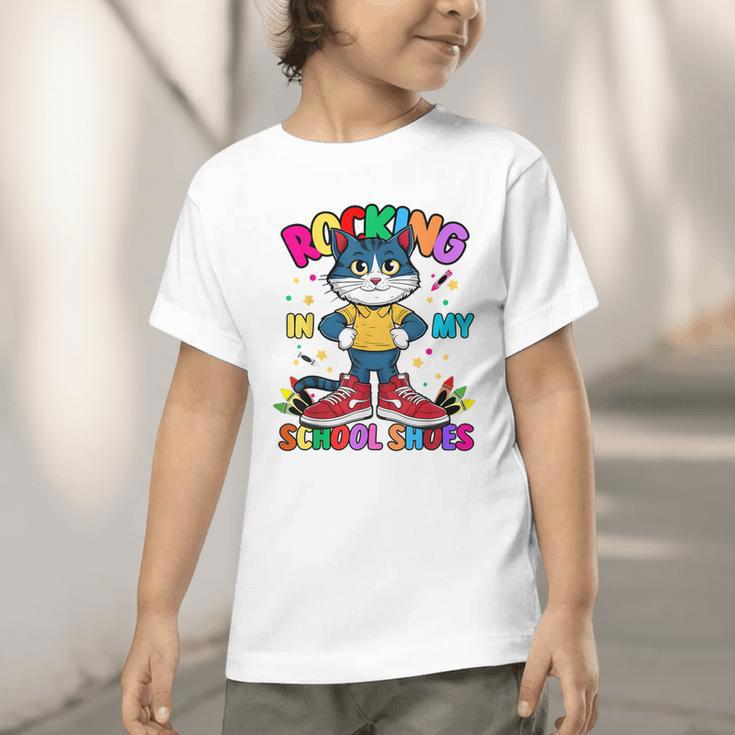Cat Rocking In My School Shoes Back To School Kids Tee Graphic Toddler T-Shirt Cat Rocking In My School Shoes Back To School Kids Tee Graphic Toddler T-Shirt