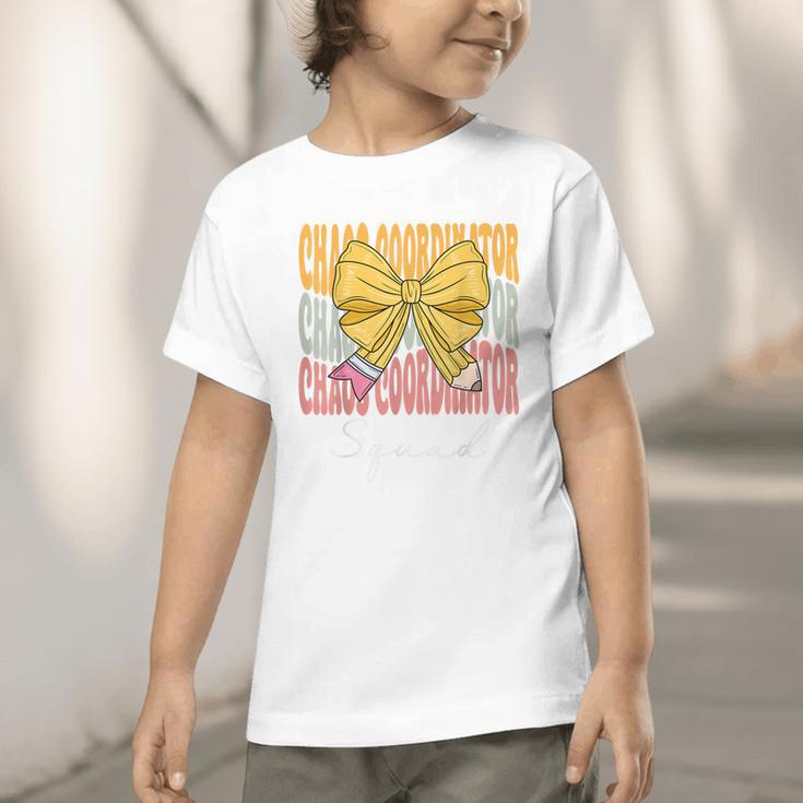 Chaos Coordinator Squad Groovy Coquette Bow Back To School Graphic Toddler T-Shirt Chaos Coordinator Squad Groovy Coquette Bow Back To School Graphic Toddler T-Shirt