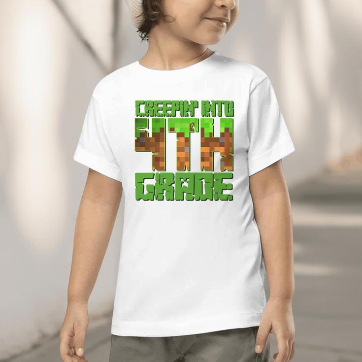 Creepin’ Into 4th Grade Kids Boy Gamer Pixel Back To School Performance Graphic Toddler T-Shirt