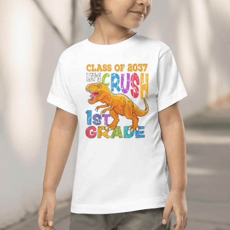 Crush 1st Grade Dinosaur Back To School Class Of 2037 Boy Graphic Toddler T-Shirt Crush 1st Grade Dinosaur Back To School Class Of 2037 Boy Graphic Toddler T-Shirt