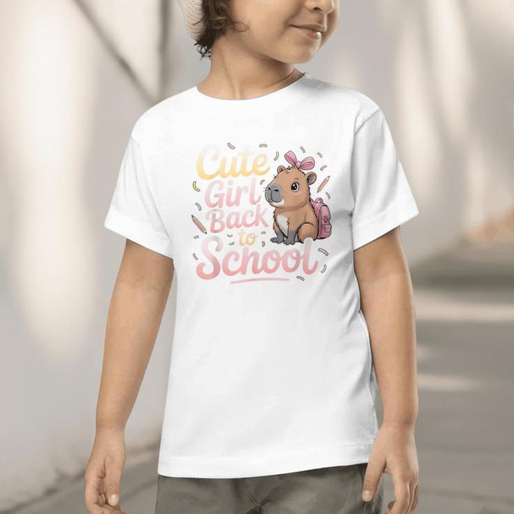 Cute Girl Back To School Capybara First Day Of School Kids Graphic Toddler T-Shirt