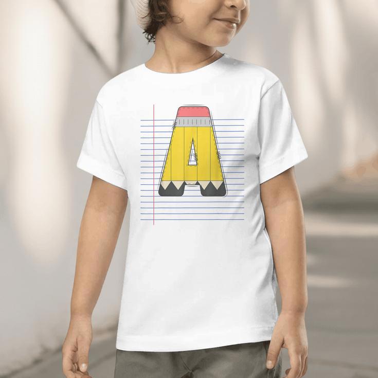 Cute Yellow School Pencil Alphabet Letter A Back To School Graphic Toddler T-Shirt