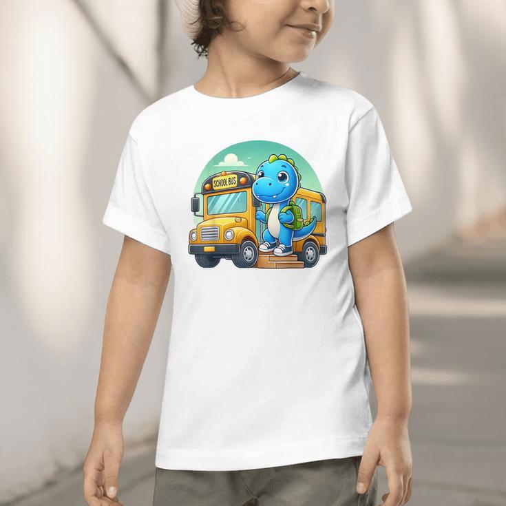 Dinosaur Kids Riding a Bus Back To School Ready To Crush Graphic Toddler T-Shirt
