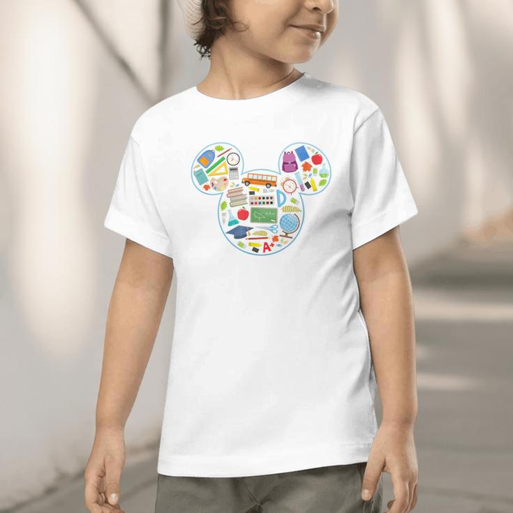 Disney Mickey And Friends Back To School Supplies Logo Fill Graphic Toddler T-Shirt