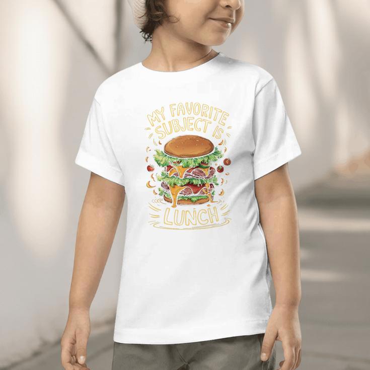 My Favorite Subject Is Lunch Hamburger Back To School Premium Tri-Blend Graphic Toddler T-Shirt My Favorite Subject Is Lunch Hamburger Back To School Premium Tri-Blend Graphic Toddler T-Shirt