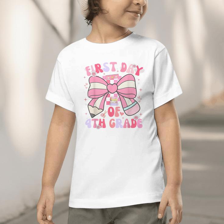 First Day Of 4th Grade Coquette Back To School Girls Kids Graphic Toddler T-Shirt First Day Of 4th Grade Coquette Back To School Girls Kids Graphic Toddler T-Shirt