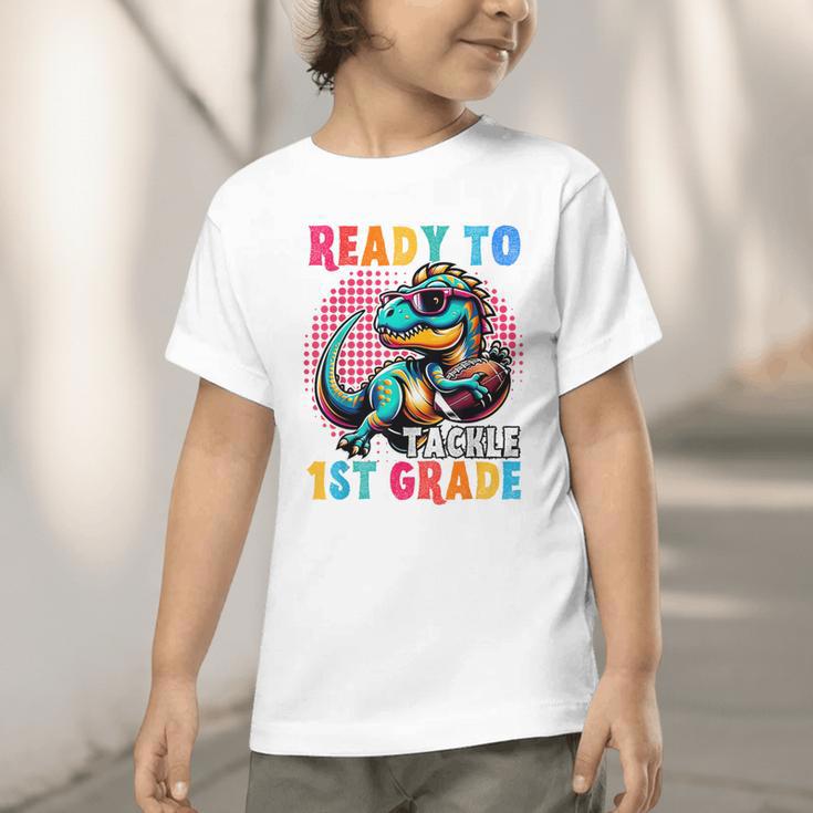 First Day Back To School 1st Grade Boys Football Dinosaur Graphic Toddler T-Shirt