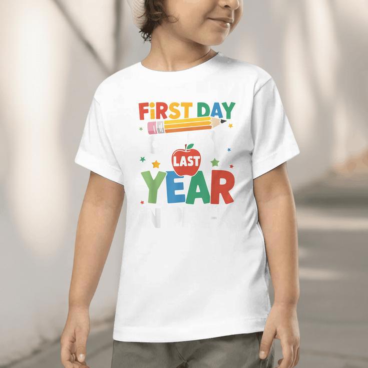 First Day Of My Last Year In Pre-k Back To School Graphic Toddler T-Shirt First Day Of My Last Year In Pre-k Back To School Graphic Toddler T-Shirt