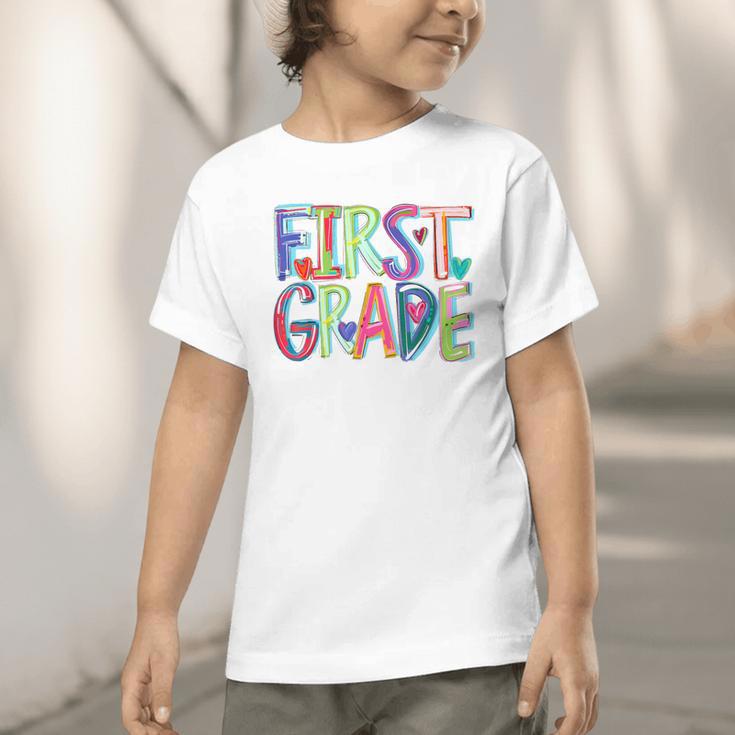 First Grade Back To School Happy First Day Of School Graphic Toddler T-Shirt First Grade Back To School Happy First Day Of School Graphic Toddler T-Shirt