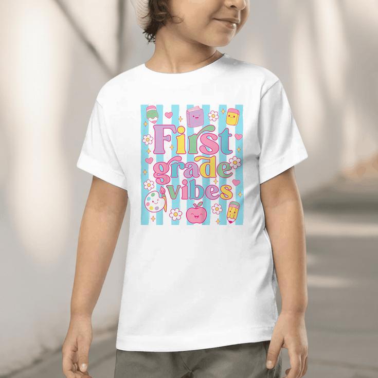 First Grade Vibes Cute Groovy Back To School 1st Grade Girls Graphic Toddler T-Shirt First Grade Vibes Cute Groovy Back To School 1st Grade Girls Graphic Toddler T-Shirt