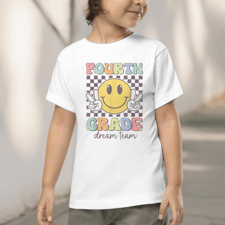 Fourth Grade Dream Team Smile Face Back To School 4th Grade Graphic Toddler T-Shirt Fourth Grade Dream Team Smile Face Back To School 4th Grade Graphic Toddler T-Shirt
