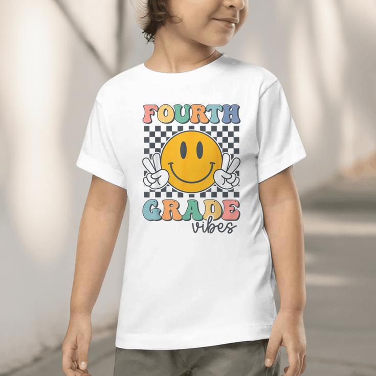 Fourth Grade Vibes Retro Smile Back To School 4th Grade Team Graphic Toddler T-Shirt Fourth Grade Vibes Retro Smile Back To School 4th Grade Team Graphic Toddler T-Shirt