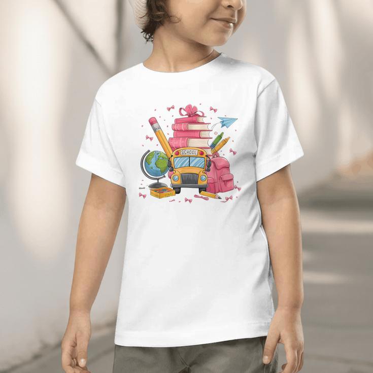 Girls Cute Pink Bows Coquette Aesthetic Back To School Graphic Toddler T-Shirt Girls Cute Pink Bows Coquette Aesthetic Back To School Graphic Toddler T-Shirt