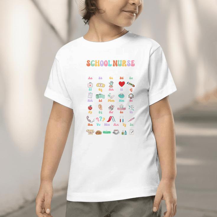 Groovy Cute ABC School Nurse Alphabet Back To School Women Graphic Toddler T-Shirt