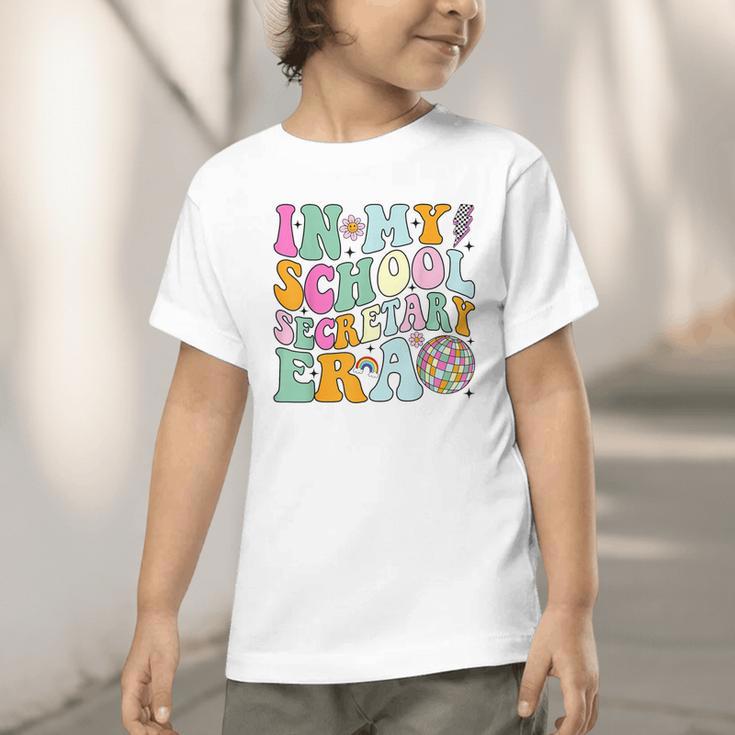 Groovy In My School Secretary Era Back To School Graphic Toddler T-Shirt Groovy In My School Secretary Era Back To School Graphic Toddler T-Shirt