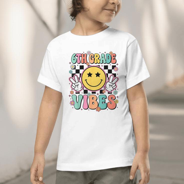 Groovy Sixth 6TH Grade Vibes Back To School First Day Kids Graphic Toddler T-Shirt