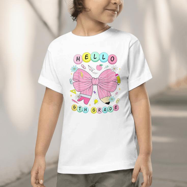 Hello Fifth Grade Coquette Bow 5th Grade Back To School Girl Graphic Toddler T-Shirt Hello Fifth Grade Coquette Bow 5th Grade Back To School Girl Graphic Toddler T-Shirt