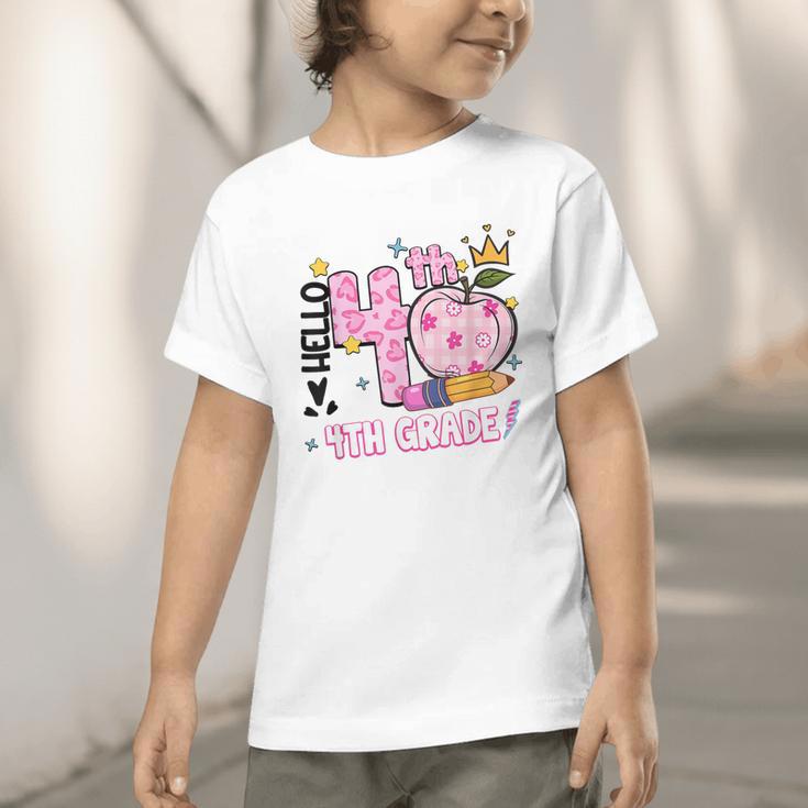 Hello Fourth 4th Grade Leopard Tie Dye Girl Back To School Graphic Toddler T-Shirt