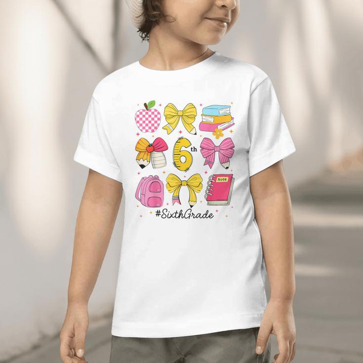 Hello Sixth 6th Grade Back To School Coquette Bow Girls Graphic Toddler T-Shirt Hello Sixth 6th Grade Back To School Coquette Bow Girls Graphic Toddler T-Shirt