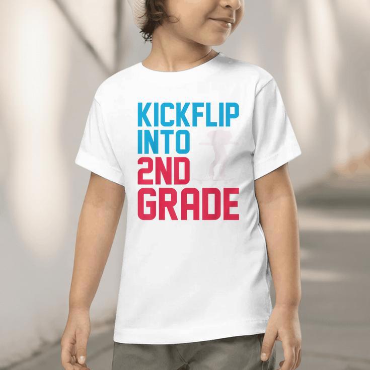 Kickflip Into 2nd Grade Skateboard Lover Back To School Graphic Toddler T-Shirt