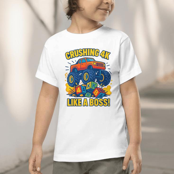 Kids 4k Boys Back To School Shirt Monster Truck Crushing 4k Graphic Toddler T-Shirt Kids 4k Boys Back To School Shirt Monster Truck Crushing 4k Graphic Toddler T-Shirt