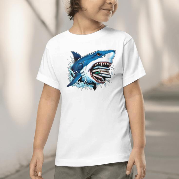 Kids Shark With School Books Back To School Shark Lovers Graphic Toddler T-Shirt Kids Shark With School Books Back To School Shark Lovers Graphic Toddler T-Shirt