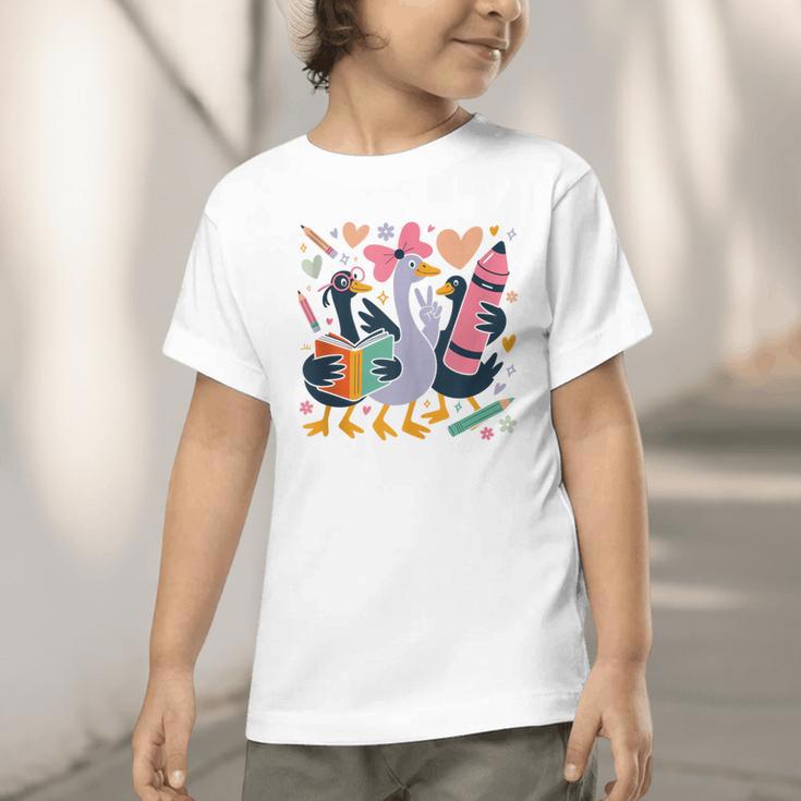 Kindergarten 1st Grade Goose Back To School Girls Graphic Toddler T-Shirt